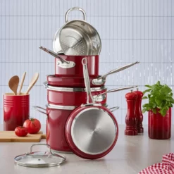 Baccarat Signature Stainless Steel 6 Piece Cookware Set Red -Cookware Shop 1034048 BCSIGNATURECOOKSET7PCRED 01