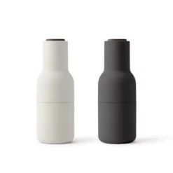 Menu Ceramic & Wood Salt & Pepper Bottle Grinders Set Of 2 Black And White