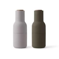 Menu Ceramic & Wood Salt & Pepper Bottle Grinders Set Of 2 Green & Beige