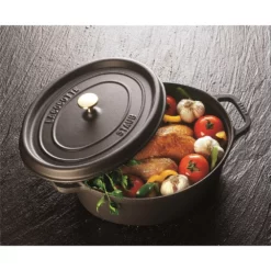 Staub Round Cocotte Black 28cm -Cookware Shop DKS 65019 3