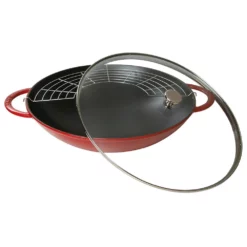 Staub Enamelled Cast Iron Wok Cherry 37cm Red 5.7L