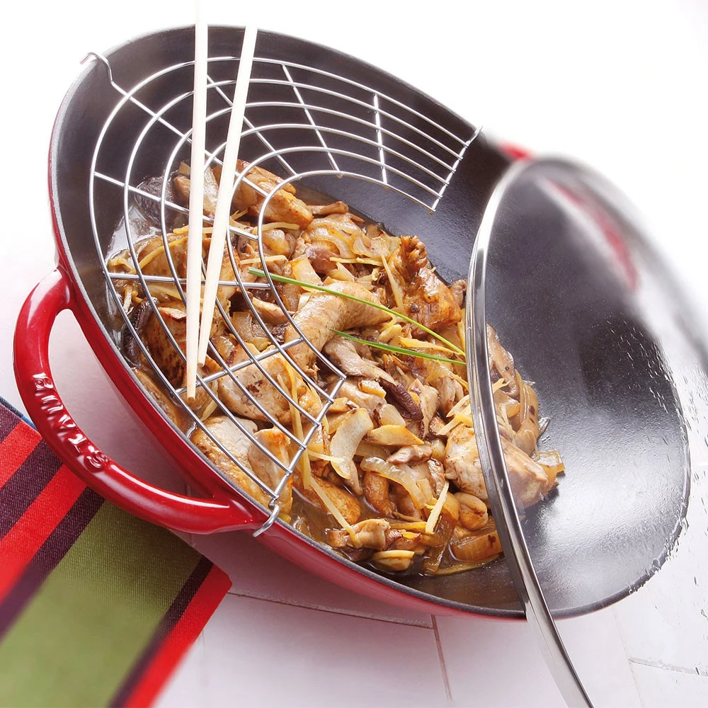 Staub Enamelled Cast Iron Wok Cherry 37cm Red 5.7L 4 Staub Enamelled Cast Iron Wok Cherry 37cm Red 5.7L - Image 2