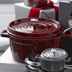 Staub Enamelled Cast Iron Round Cocotte 28cm Grenadine Red 6.7L -Cookware Shop DKS 65089 2