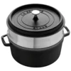 Staub Enamelled Cast Iron Round Cocotte With Steamer 26cm Black 5.2L -Cookware Shop DKS 65270
