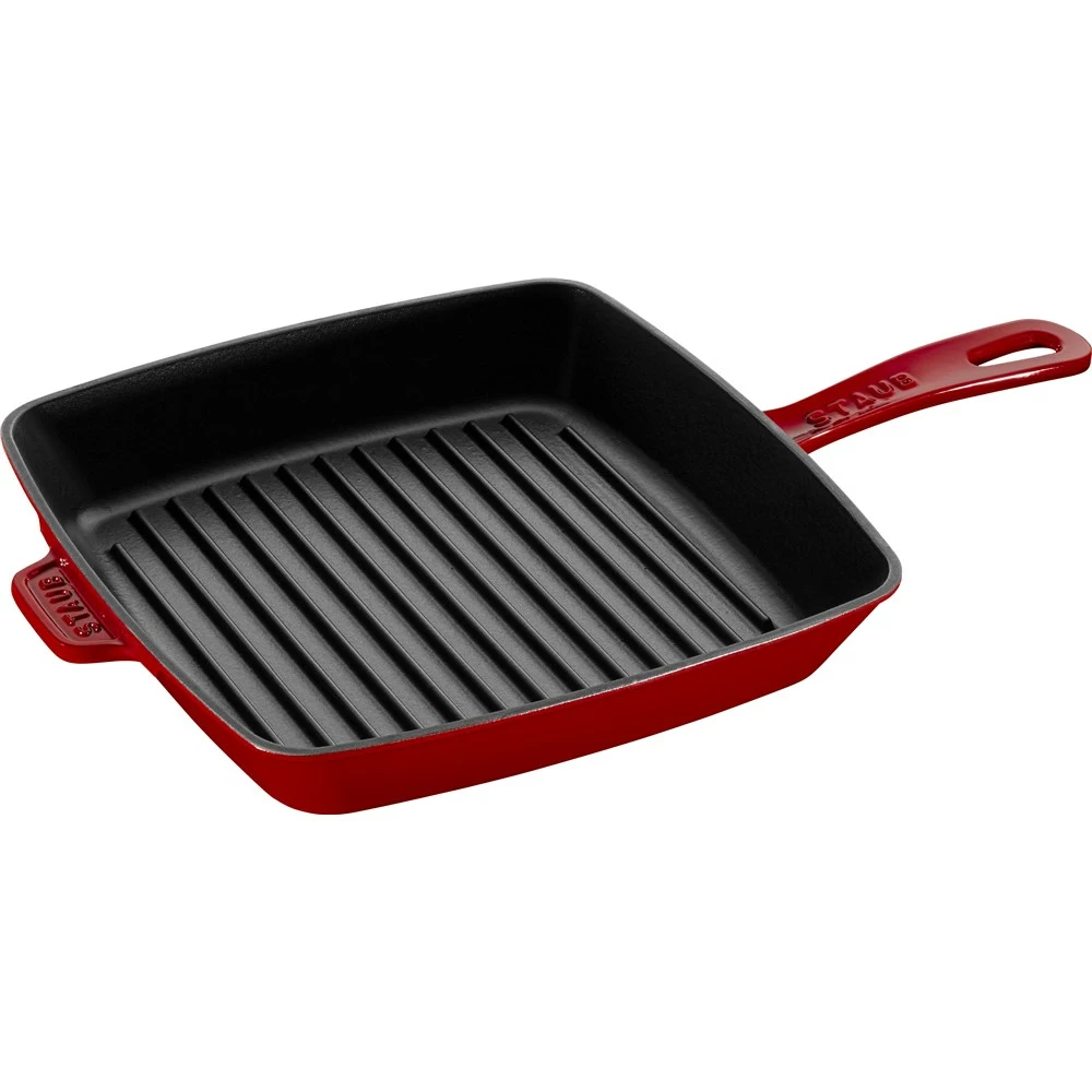 Staub American Square Grill Cherry Red 26cm 3 Staub American Square Grill Cherry Red 26cm
