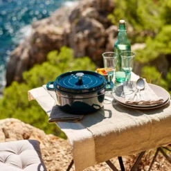 Staub Enamelled Cast Iron Round Cocotte La Mer 20cm Blue 2.2L -Cookware Shop DKS 65351 5