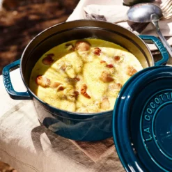 Staub Enamelled Cast Iron Round Cocotte La Mer 24cm Blue 3.8L -Cookware Shop DKS 65352 2