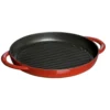 Staub Round Cast Iron Pure Grill Pan 26cm Cherry Red