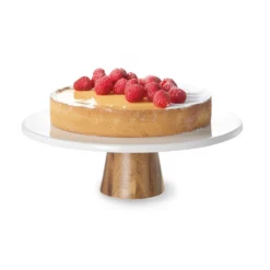 Ambrosia Zest Porcelain & Acacia Wood Cake Stand 30cm -Cookware Shop HIM 1032087 4