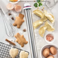 Soffritto Professional Bake Stainless Steel Rolling Pin With Adjusters 35cm -Cookware Shop HIM 1033101 5