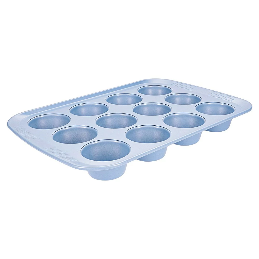Soffritto Commercial Non-Stick Carbon Steel 12-Cup Muffin Pan Teal 3 Soffritto Commercial Non-Stick Carbon Steel 12-Cup Muffin Pan Teal