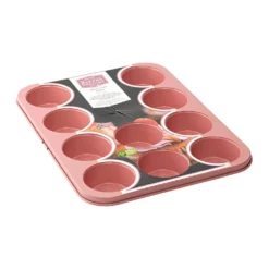 Bakers Delight Cuisson Carbon Steel Non Stick 12 Cup Muffin Pan Rose