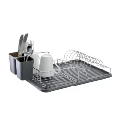 Scullery Pura II Low Dish Rack & Mat Grey