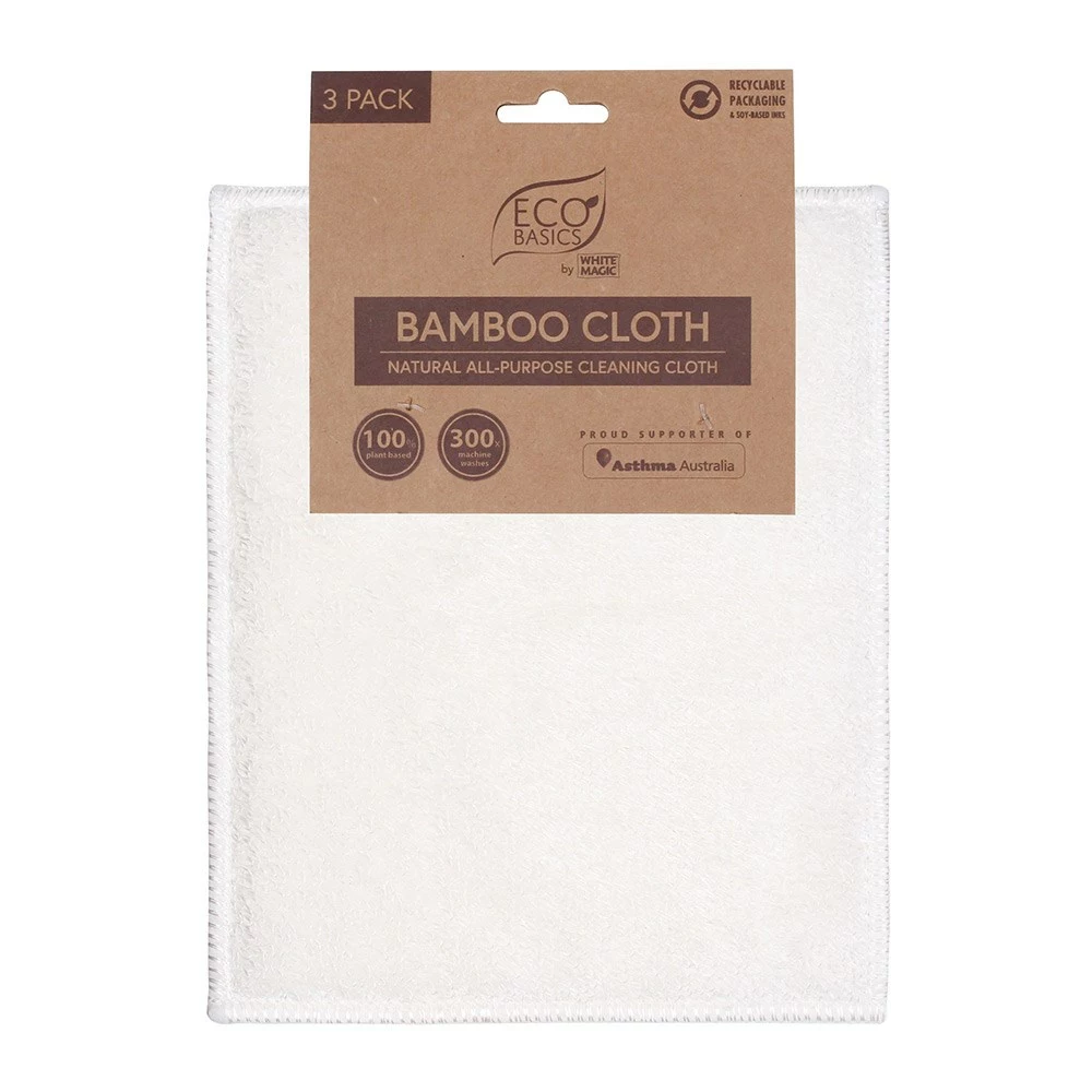 White Magic Eco Basics Bamboo Dish Cloth Pack Of 3 White 3 White Magic Eco Basics Bamboo Dish Cloth Pack Of 3 White