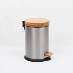 White Magic Eco Basics Stainless Steel & Wood Rubbish Bin 3L -Cookware Shop JTY WMEBRB3L 3