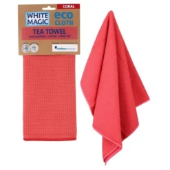 White Magic Tea Towel Coral