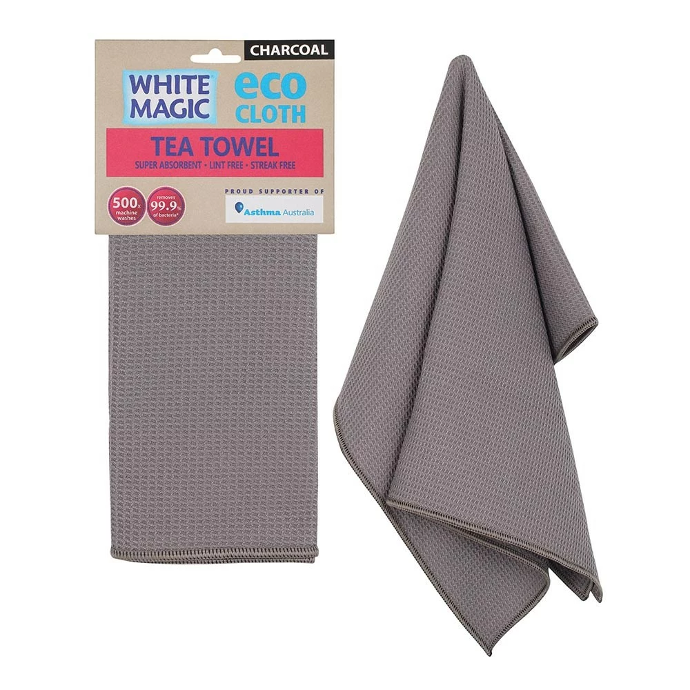 White Magic Eco Cloth Tea Towel Single Pack Charcoal Grey 3 White Magic Eco Cloth Tea Towel Single Pack Charcoal Grey