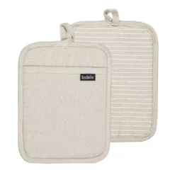 Ladelle Lennox Set Of 2 Pot Holders Stone