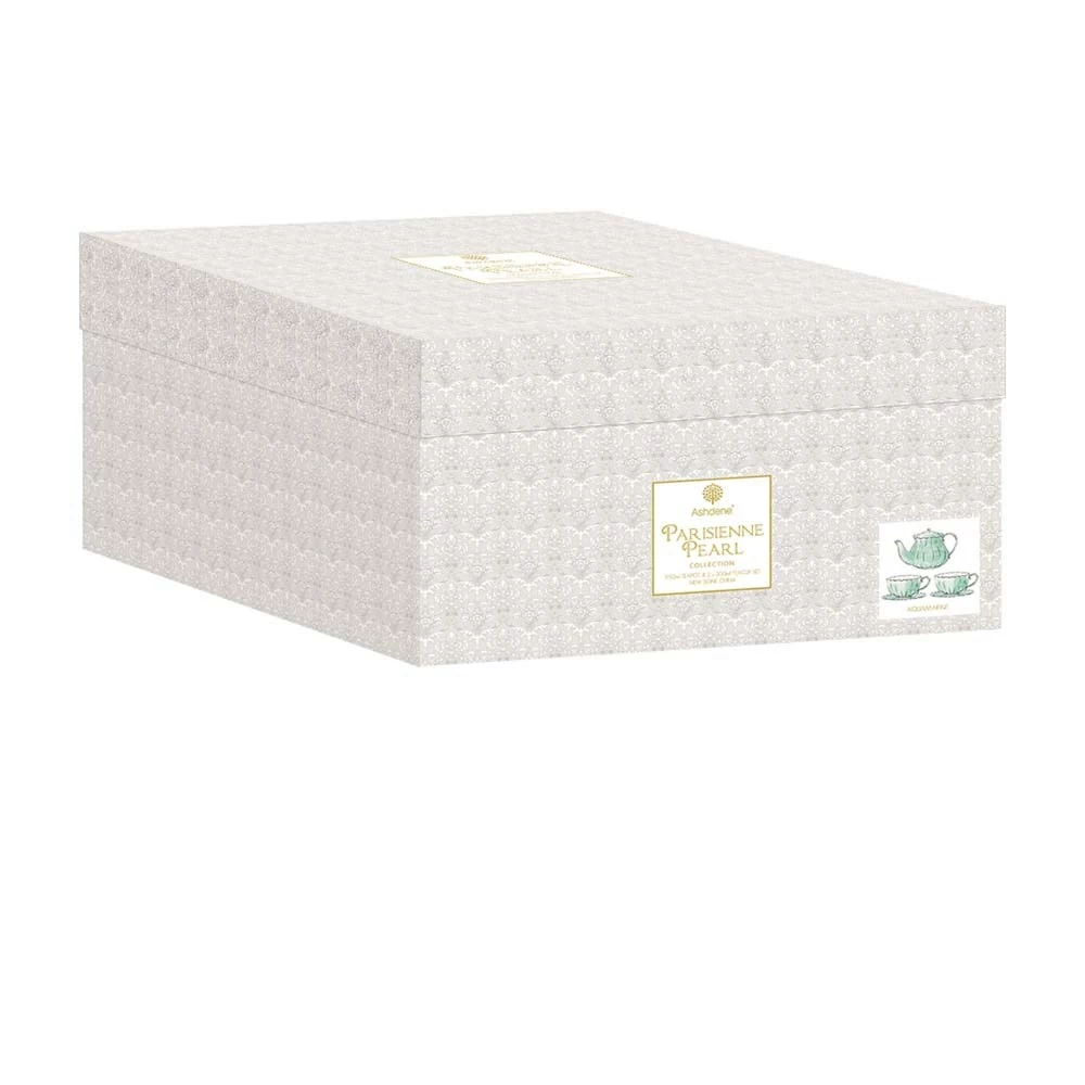 Ashdene Parisienne Pearl Teapot & 2 Teacup Set Aquamarine 4 Ashdene Parisienne Pearl Teapot & 2 Teacup Set Aquamarine - Image 2