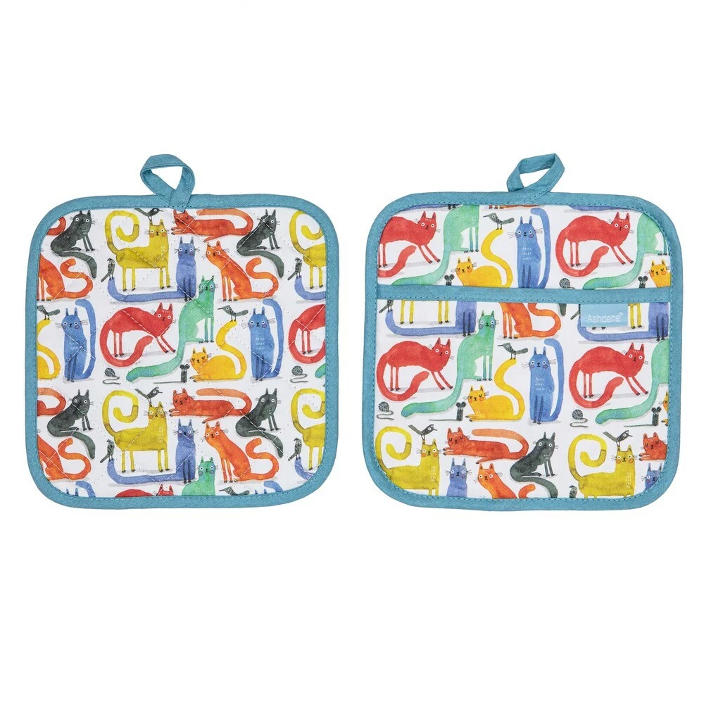 Ashdene Quirky Cats Set Of 2 Pot Holders 3 Ashdene Quirky Cats Set Of 2 Pot Holders