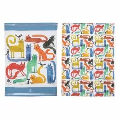 Ashdene Quirky Cats Assorted 2 Pack Of Kitchen Towels
