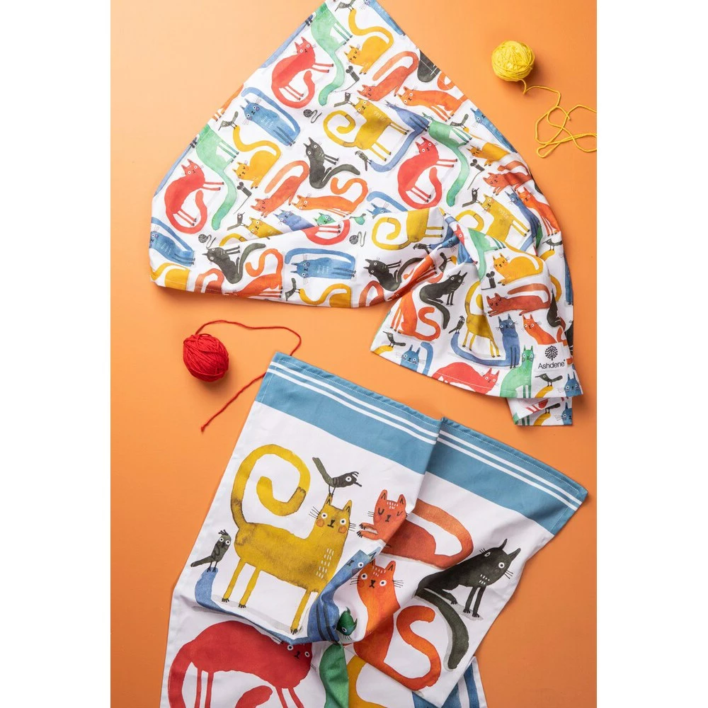 Ashdene Quirky Cats Assorted 2 Pack Of Kitchen Towels 5 Ashdene Quirky Cats Assorted 2 Pack Of Kitchen Towels - Image 3