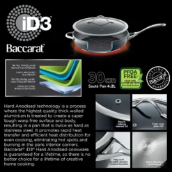 Baccarat ID3 Hard Anodised Non-Stick Saute Pan With Lid 30cm -Cookware Shop PCP 1027969 3