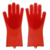 Scruba-Dub Antibacterial Silicone Cleaning Gloves Ruby Red