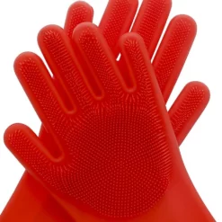 Scruba-Dub Antibacterial Silicone Cleaning Gloves Ruby Red -Cookware Shop PCP 1032181 3