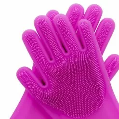 Scruba-Dub Antibacterial Silicone Cleaning Gloves Fuschia Pink -Cookware Shop PCP 1032184 3