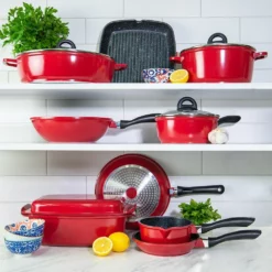 Baccarat STONE Cast Aluminium Non Stick 10 Piece Cookware Set Red -Cookware Shop PCP 1033347 4