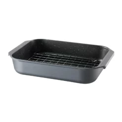 Baccarat Granite Cast Aluminium Non Stick Roaster With Roasting Rack 34cm Black