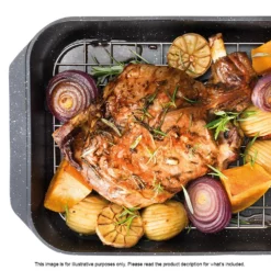 Baccarat Granite Cast Aluminium Non Stick Roaster With Roasting Rack 34cm Black -Cookware Shop PCP 1033600 5