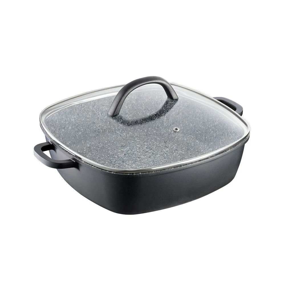 Baccarat STONEX2 Non Stick Cast Aluminium Square Casserole With Lid 28cm 3 Baccarat STONEX2 Non Stick Cast Aluminium Square Casserole With Lid 28cm