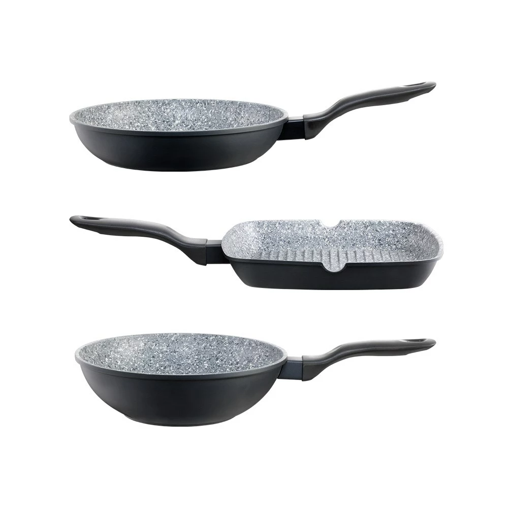 Baccarat STONEX2 Non Stick Cast Aluminium Grill, Fry & Wok Tri Pack 28cm 3 Baccarat STONEX2 Non Stick Cast Aluminium Grill, Fry & Wok Tri Pack 28cm